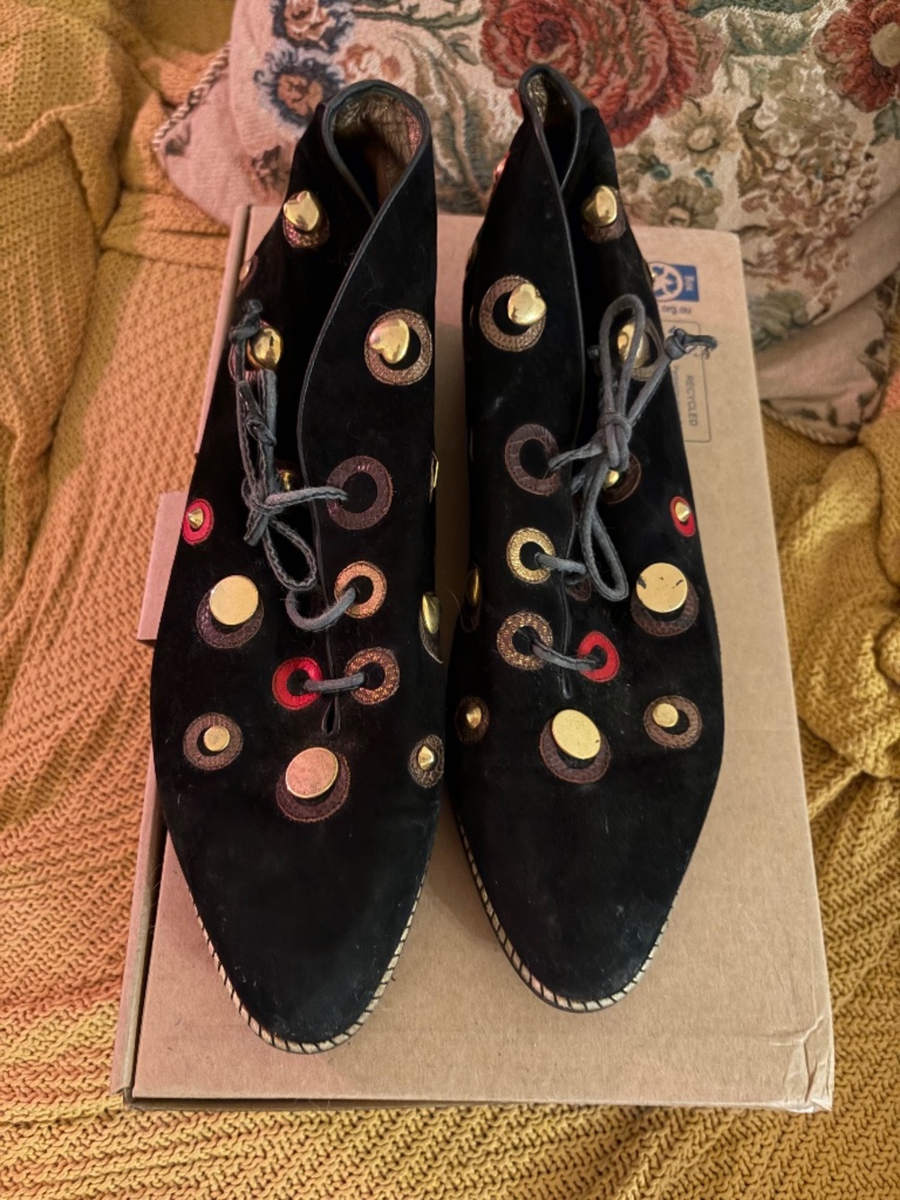 Vintage Italian leather suede oxfords black in size 9.5-10